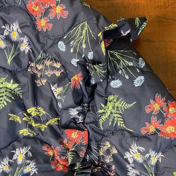 ELOQUII Elements Floral Quilted Puffer Bomber Jacket Ruffle Sleeve Size 26 / 28 - Picture 9 of 15